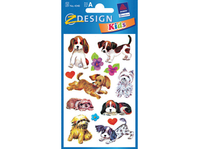papieretiket Z-design Kinderpakket a 3 vel honden