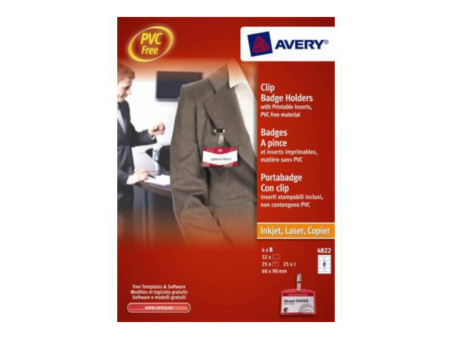 Abzeichenhalter Avery mit Clip 25 Stück