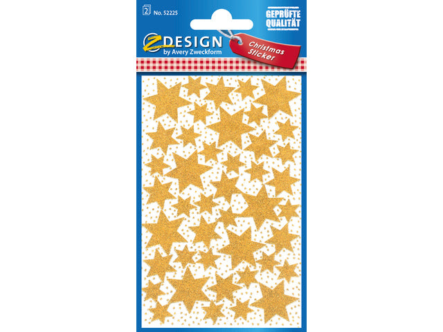 etiket Z-design Kerstpakket a 2 vel gouden sterren
