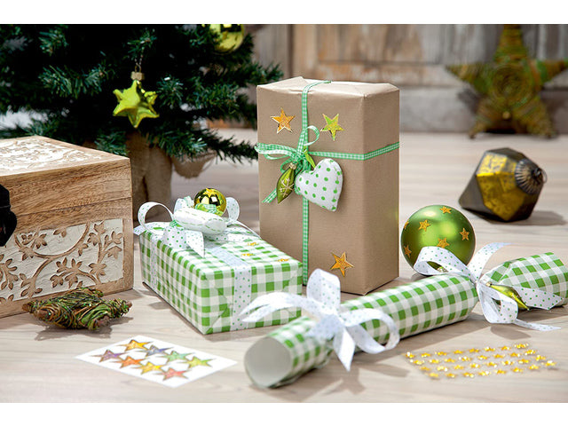 etiket Z-design Christmas pakje a 2 vel gouden sterren