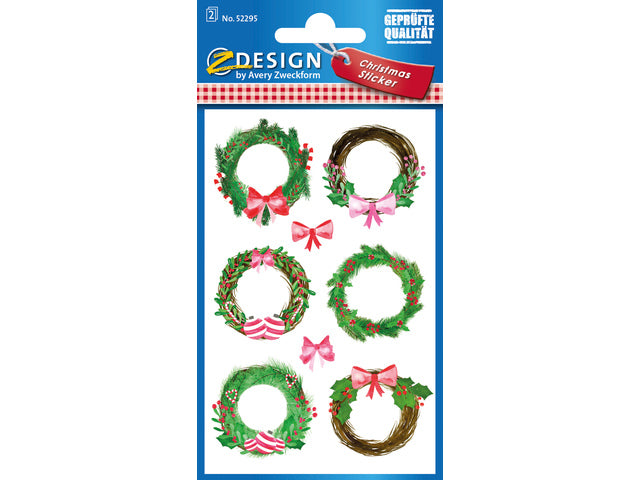 Etiket Z-design Kerstlinnen kerstkransen - 2 vel
