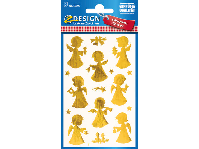 Etiket Z-design Kerst gouden engeltjes - 2 vel
