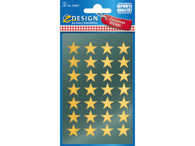etiket Z-design Kerstpakket a 2 vel gouden sterren