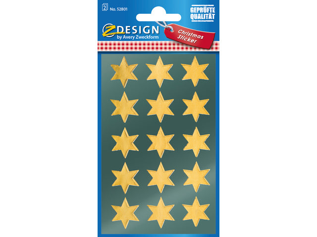 Etiket Z-design Kerst gouden sterren - 2 vel