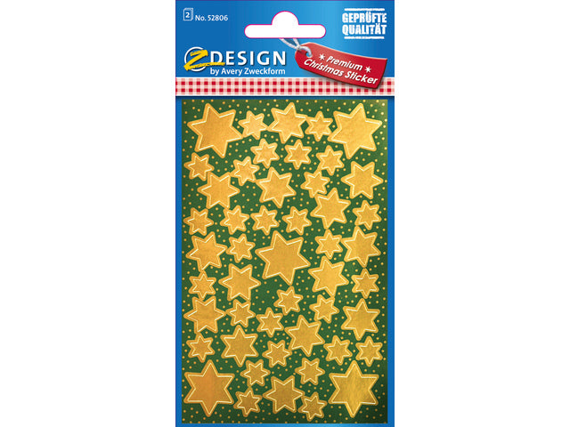 etiket Z-design Kerstpakket a 2 vel gouden sterren