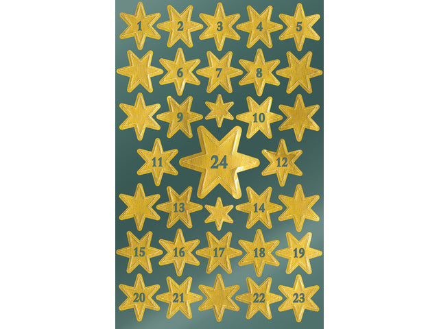 Etiket Z-design Kerst gouden sterren - 2 vel