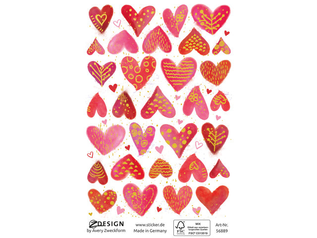 Papieretiket Z-design Creative pakje a 1 vel hartjes