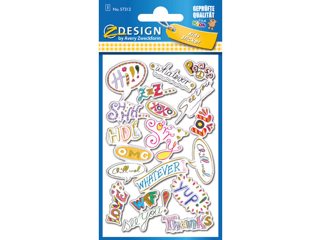 Puffy etiket Z-design Kinderpakket a 1 vel teksten