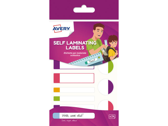 Geplastificeerd etiket Avery ass. fluo 24 etiketten. Familie