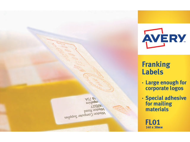 frankeeretiket Avery 140x38mm wit 500 vel 2 etiketten per vel