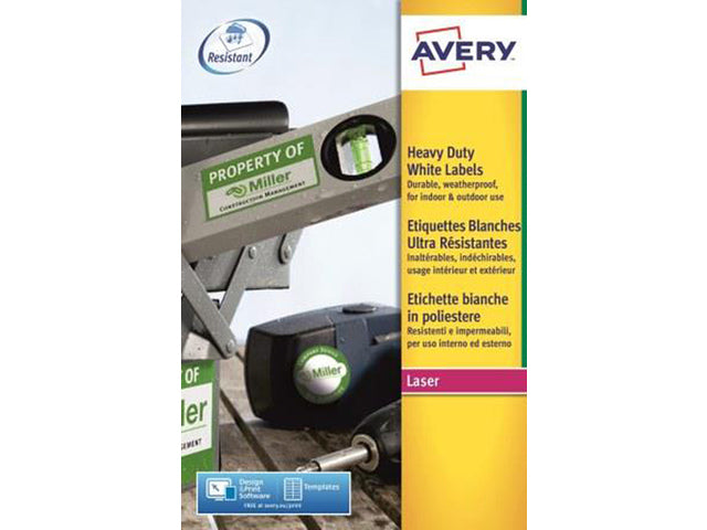 weerbestendig etiket Avery 63,5x38,1mm 20 vel 21 etiketten per vel