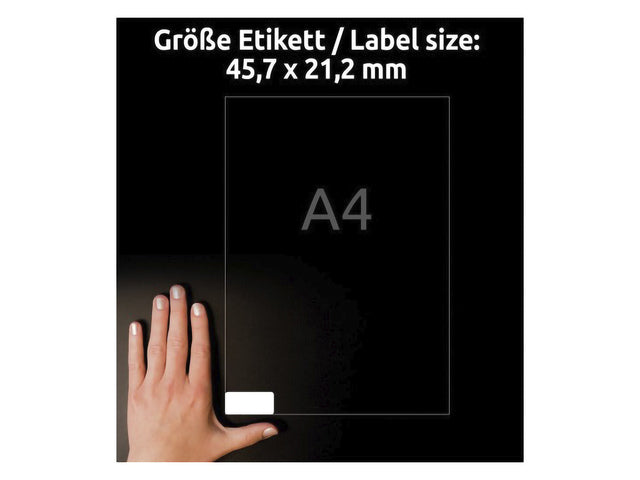 Etikett Avery, selbstklebend, 45,7 x 21,2 mm, mit permanentem 20-Klebeband, 48 Etiketten pro Klebefolie
