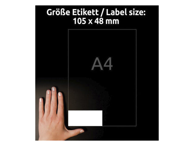 Etikett Avery selbstklebend, 105 x 48 mm, mit permanenten 20 Etiketten, 12 Etiketten pro Folie