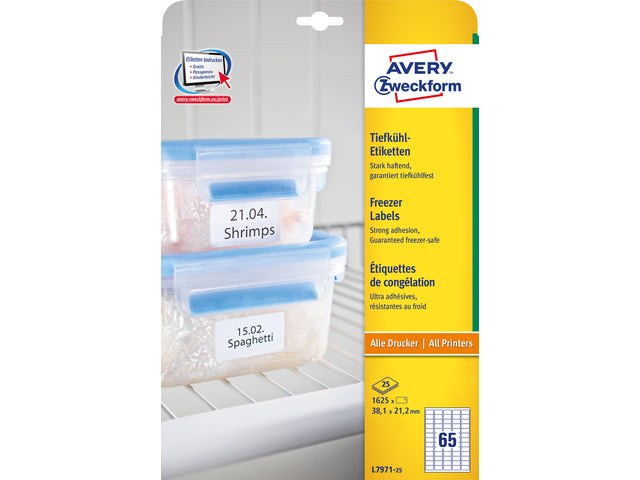diepvriesetiket Avery 38,1x21,2mm