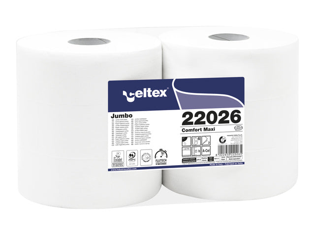 Toilettenpapier Celtex Maxi Jumbo 2-lagig mit 260-Meter-Krimp auf 6 Rollen