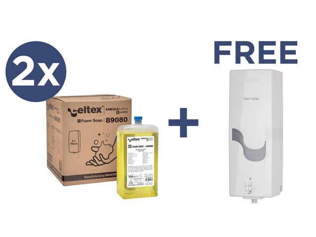 Voordeelbundel Celtex handzeep met gratis zeepdispenser Megamini E-control