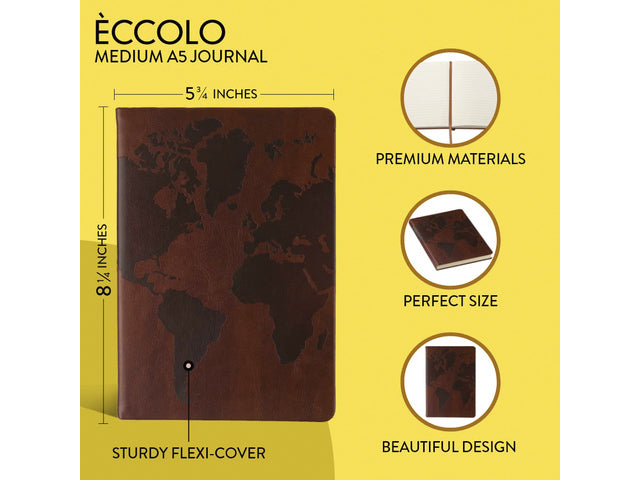 Notitieboek Èccolo Brown Legend Map lijn ca.15x20cm 80 gr. 256 Seiten.