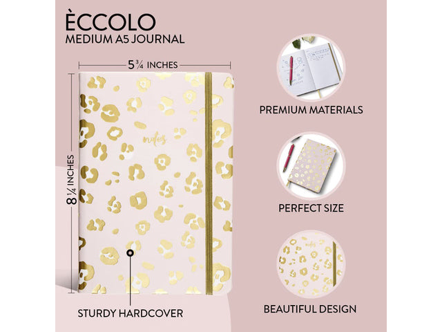 Notitieboek Èccolo Leopard lijn ca.15x20cm 80gr. 256pag. met elastiek sluiting