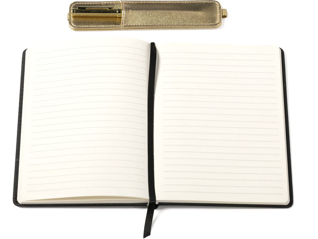 Notitieboek Èccolo met pen en houder Zwarte lijn ca.15x20cm 80 gr. 256 pagina.