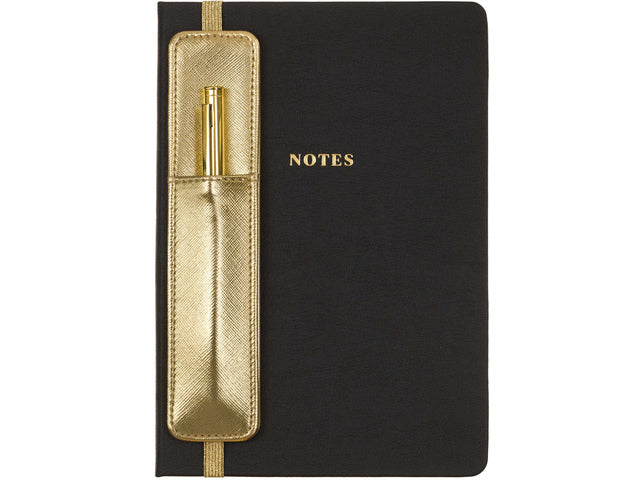 Notitieboek Èccolo met pen en houder Black lijn ca.15x20cm 80 gr. 256 pag.