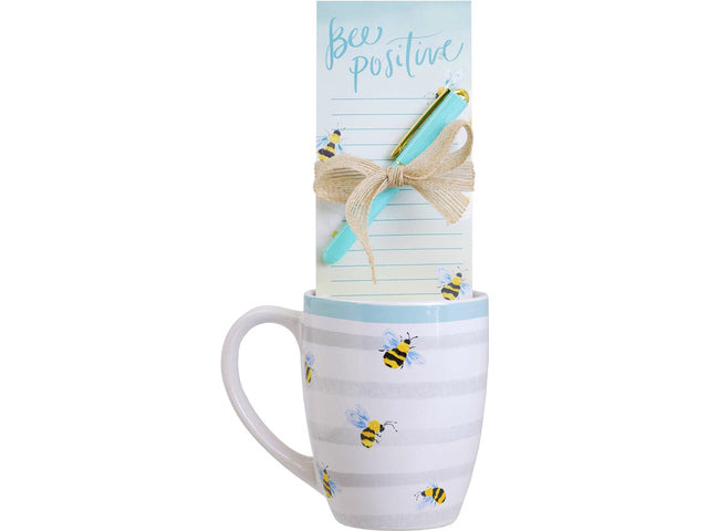 Giftset Èccolo HL mok 580ml, notitieblok en pen Bee Positive
