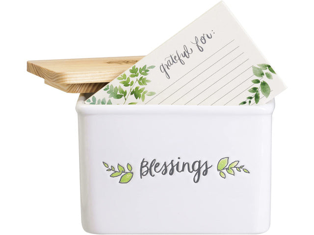 Giftset Èccolo HL receptenbox Blessing met 50 kaarten incl. deksel hout