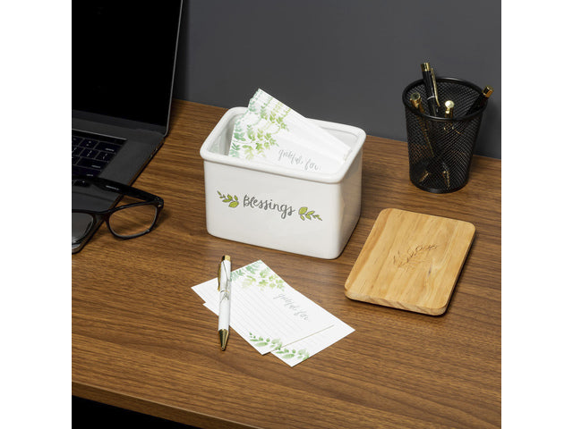 Giftset Èccolo HL receptenbox Blessing met 50 kaarten incl. deksel hout