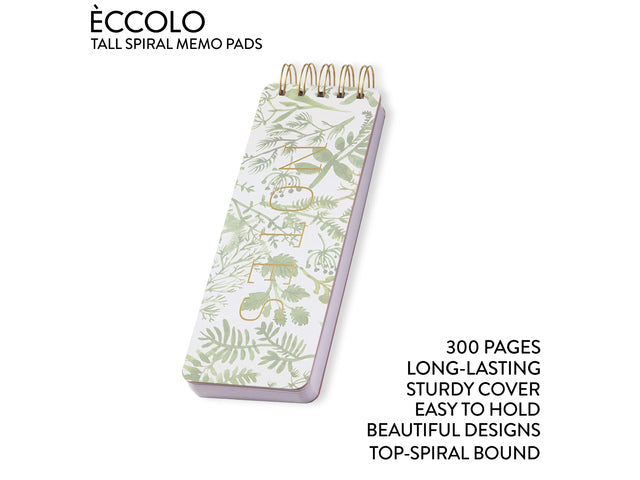 Notitieblok Èccolo spiraal Botanische lijn ca.8x23cm 100gr 150pag.