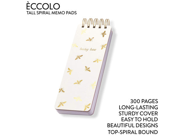 Notitieblok Èccolo spiraal Busy Bee lijn ca.8x23cm 100gr. 150pag.