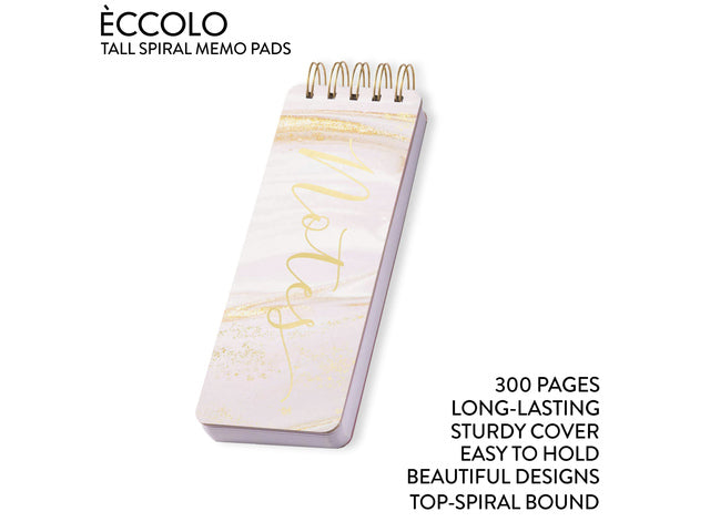 Notitieblok Èccolo spiraal Roze Marmer ca.8x23cm 100gr. 150pag.