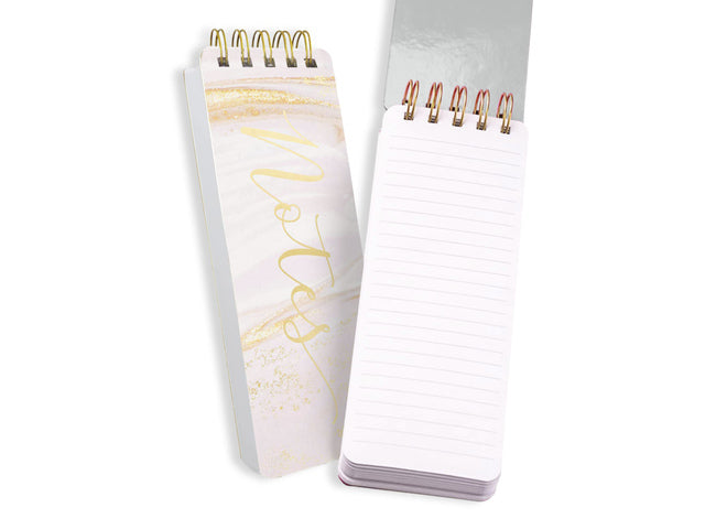 Notitieblok Èccolo spiraal Roze Marmer ca.8x23cm 100gr. 150pag.