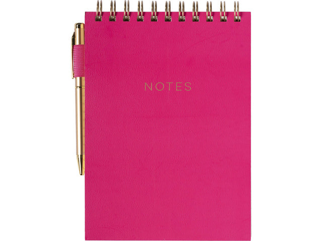 Notitieblok Èccolo spiraal met pen Roze lijn ca.15x22cm 80gr. 120pag.