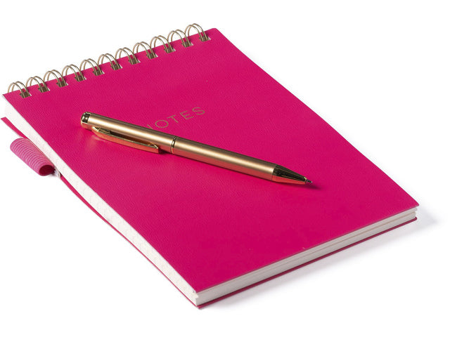 Notitieblok Èccolo spiraal met pen Roze lijn ca.15x22cm 80gr. 120pag.
