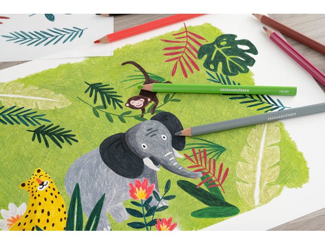 Kleurpotlood Eberhard Faber Jumbo 24st. driekantig in kartonnen etui