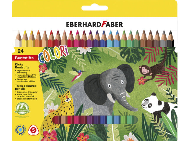 Kleurpotlood Eberhard Faber Jumbo 24st. driekantig in elektronische etui