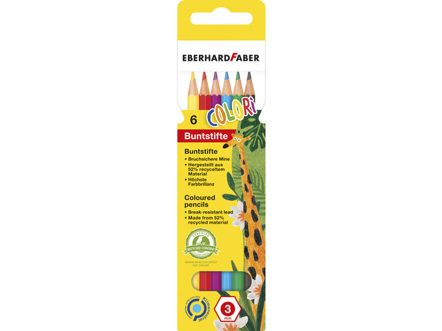 Kleurpotlood Eberhard Faber 17,5cm Kartonetui mit 6 Stück sortierten Farben