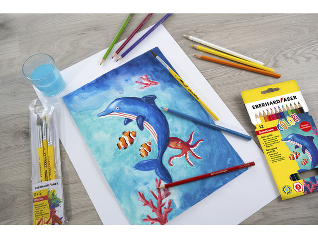 Aquarelpotlood Eberhard Faber kartonetui à 12 stuks met penseel