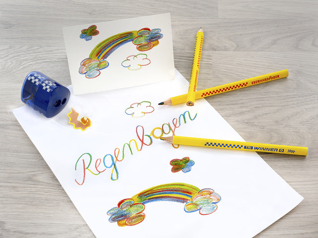 Kleurpotlood Eberhard Faber regenboog 3-kantig, 4 rood kleuren, groen, geel, blauw