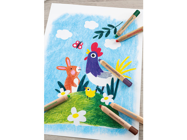 Kleurpotlood Eberhard Faber 3in1 6st. extra dikke kern van 10mm