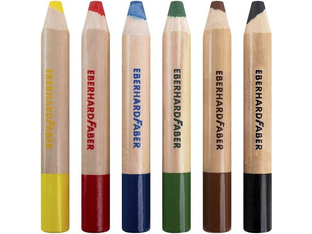 Kleurpotlood Eberhard Faber 3in1 6st. extra dikke kern van 10mm