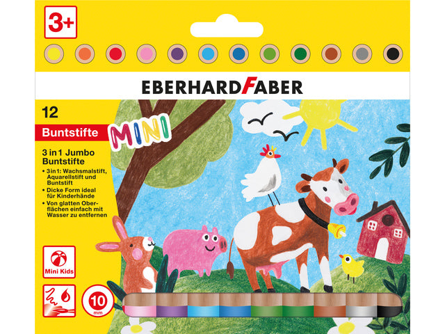 Kleurpotlood Eberhard Faber 3in1 12st. extra dikke kern van 10mm