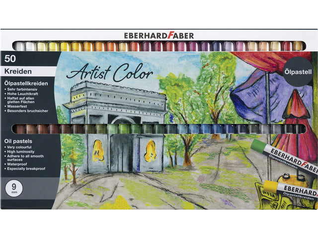 Oliepastelkrijt Eberhard Faber 9mm doos 50 Stück sortiert