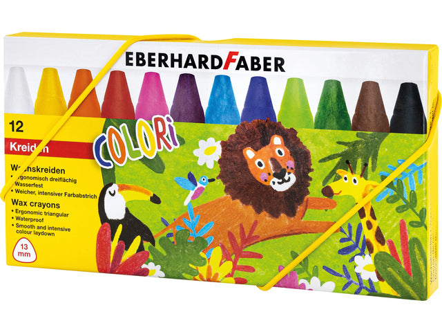 Waskrijt Eberhard Faber driekantige watervaste etui à 12 stuks