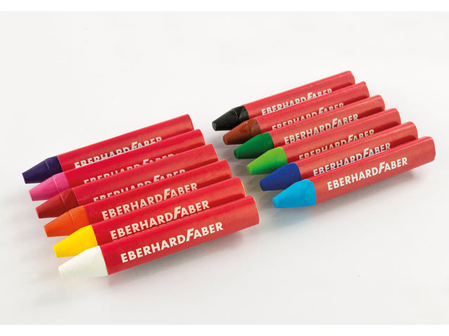 Waskrijt Eberhard Faber driekantig watervast etui à 12 stuks