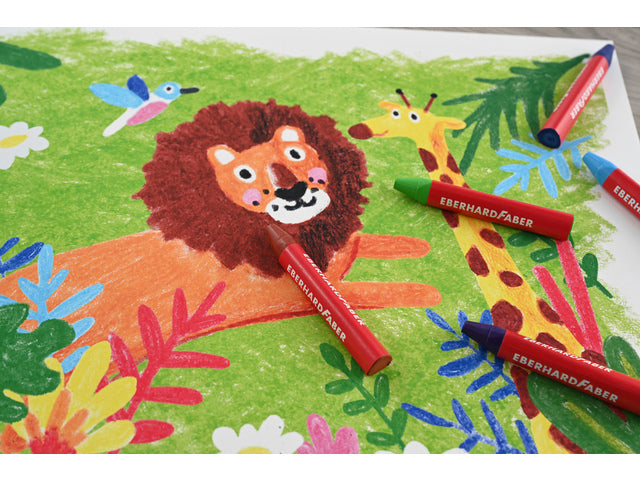 Waskrijt Eberhard Faber driekantig watervast etui à 12 stuks