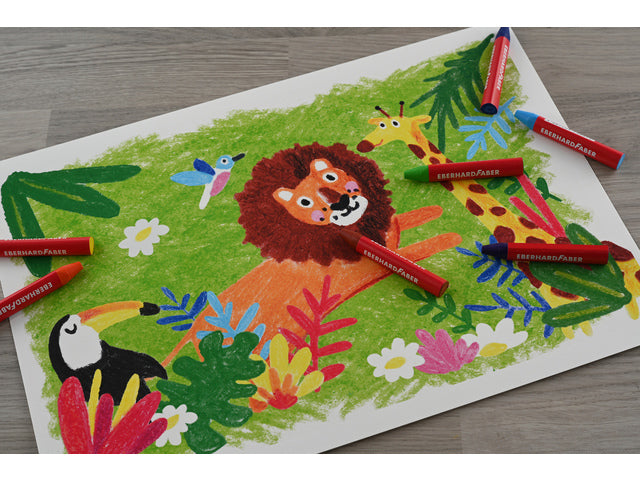 Waskrijt Eberhard Faber driekantig watervast etui à 12 stuks