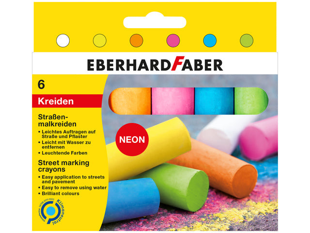 Stoepkrijt Eberhard Faber 6 Neon kleuren