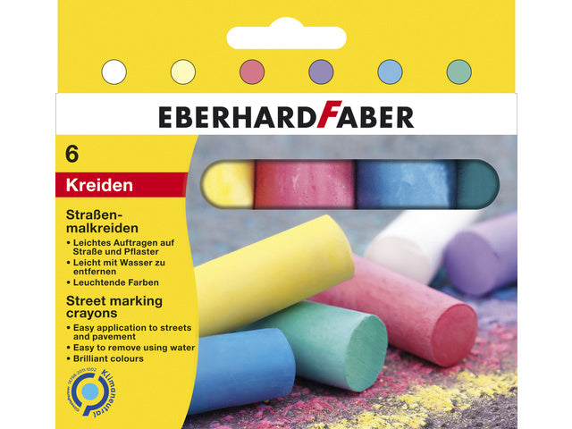 Stoepkrijt Eberhard Faber 6 kleuren