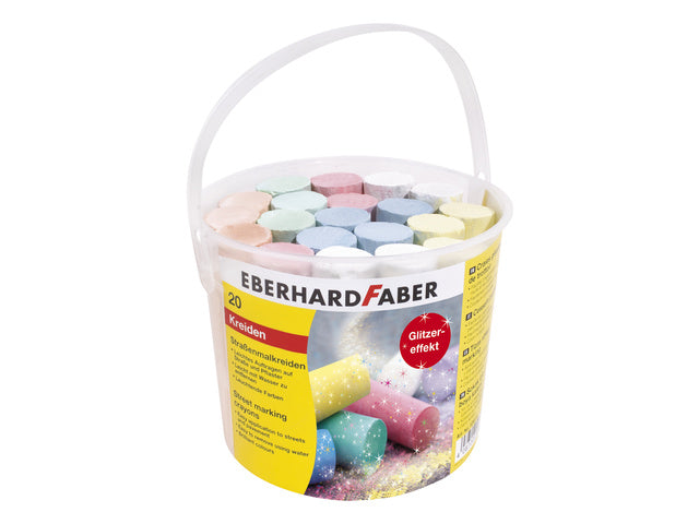 Stoepkrijt Eberhard Faber glitter 20 stuks in emmer