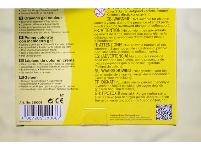 Gelkleurpotloden Eberhard Faber 6 kleuren in karton etui